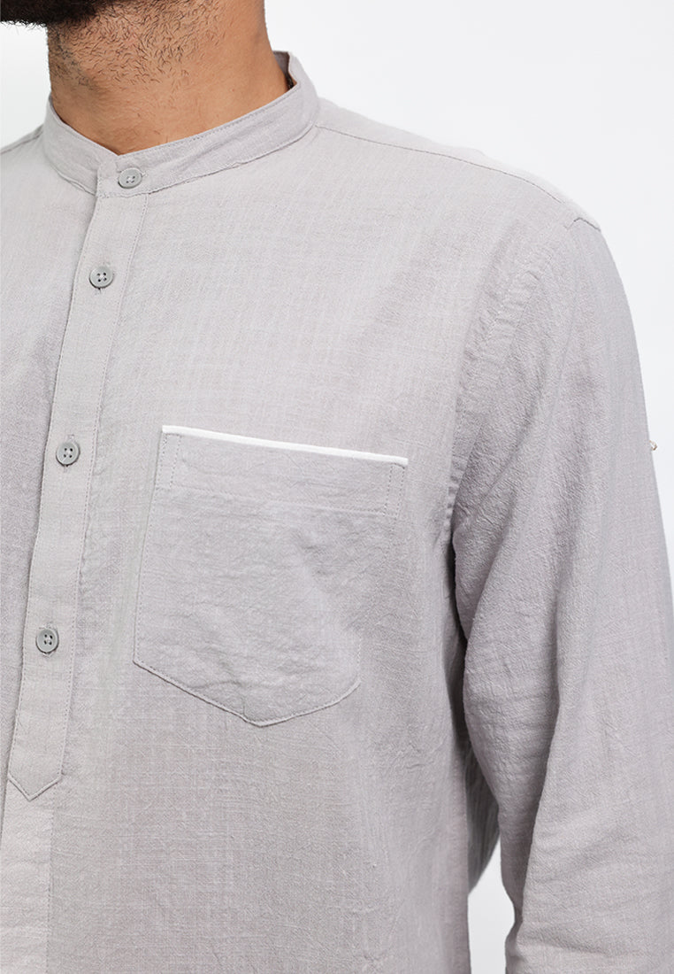 MOC Kemeja Koko Lengan Panjang Pria FADILLAH - GREY