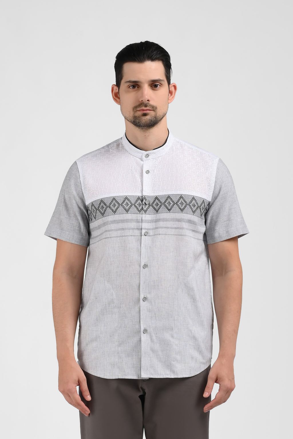 MOC Kemeja Koko Lengan Pendek Pria TRISTAN-GREY