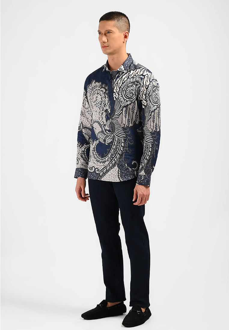 MOC Kemeja Batik Lengan Panjang Pria SYENA-NAVY
