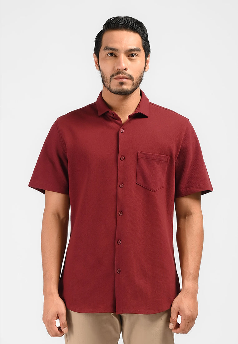 MOC Kemeja Lengan Pendek Pria BASLOW-MAROON