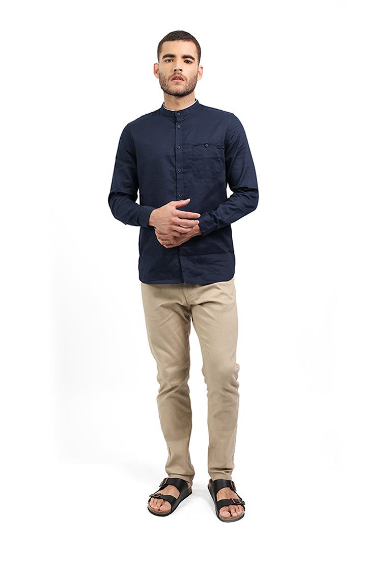 MOC Kemeja Lengan Panjang Pria SULAIMAN - NAVY