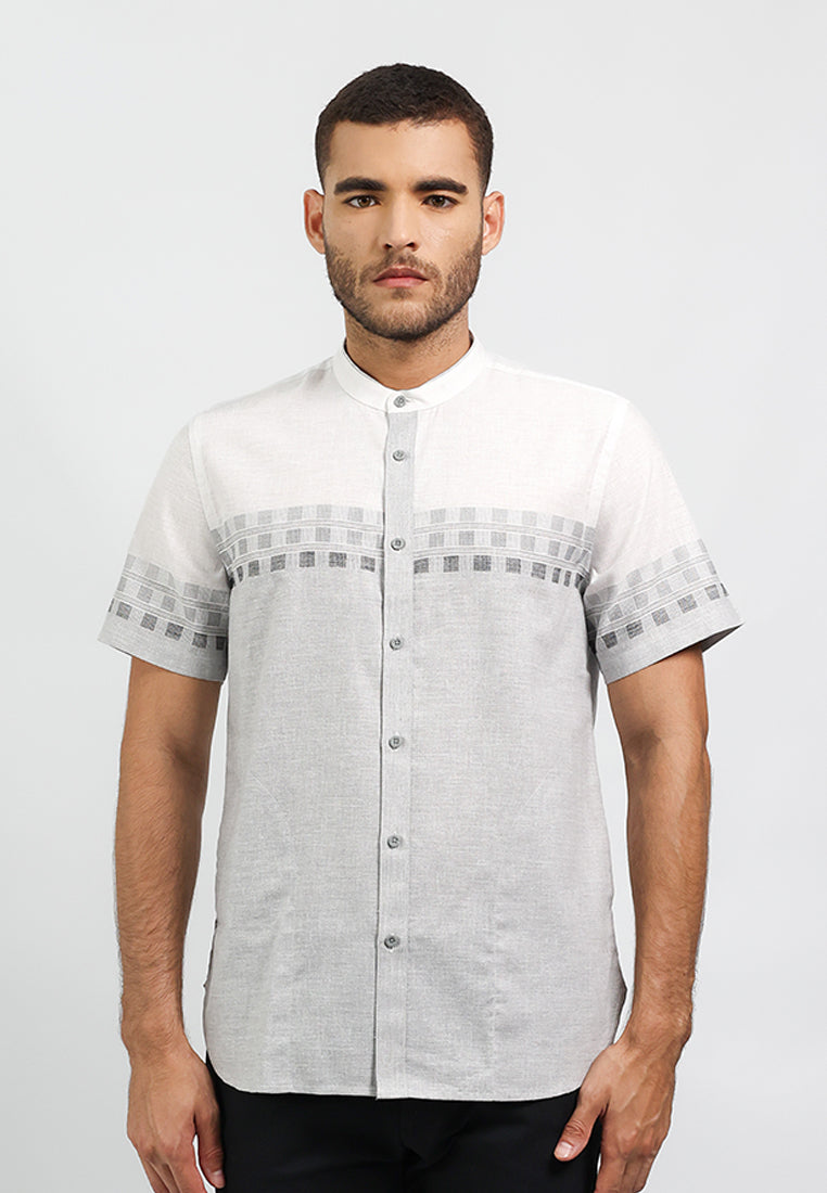 MOC Kemeja Koko Lengan Pendek Pria HISHAAM - GREY