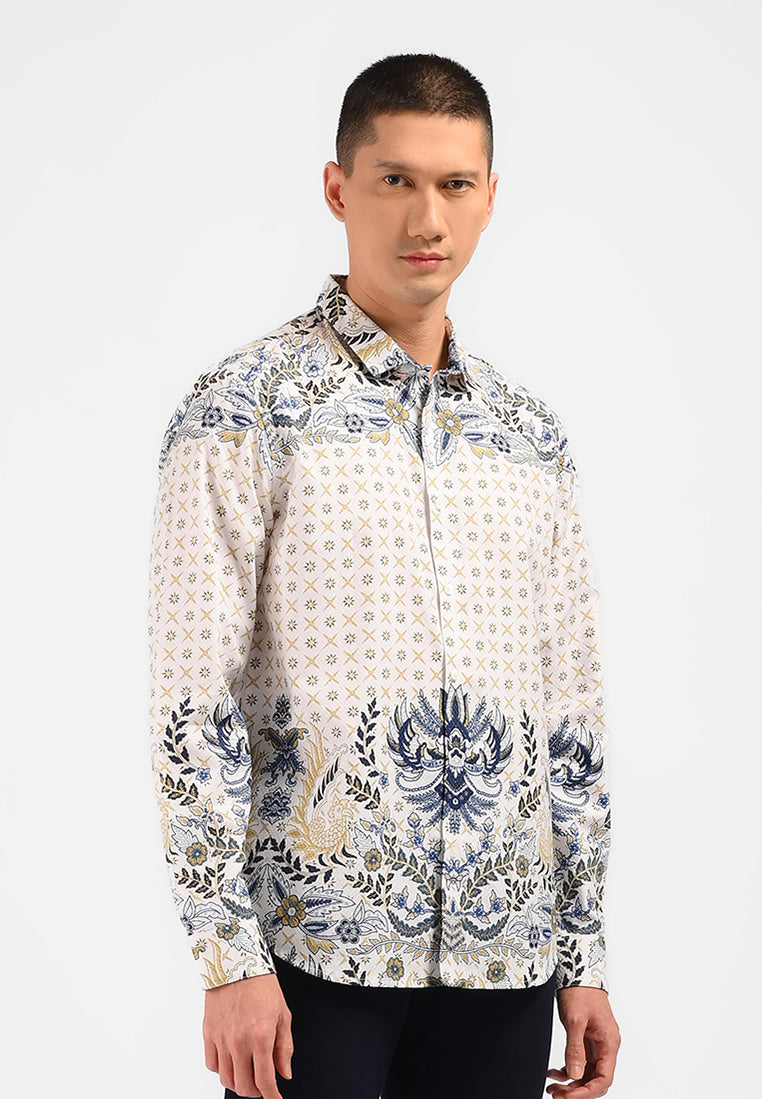 MOC Kemeja Batik Lengan Panjang Pria SHATKAM-WHITE