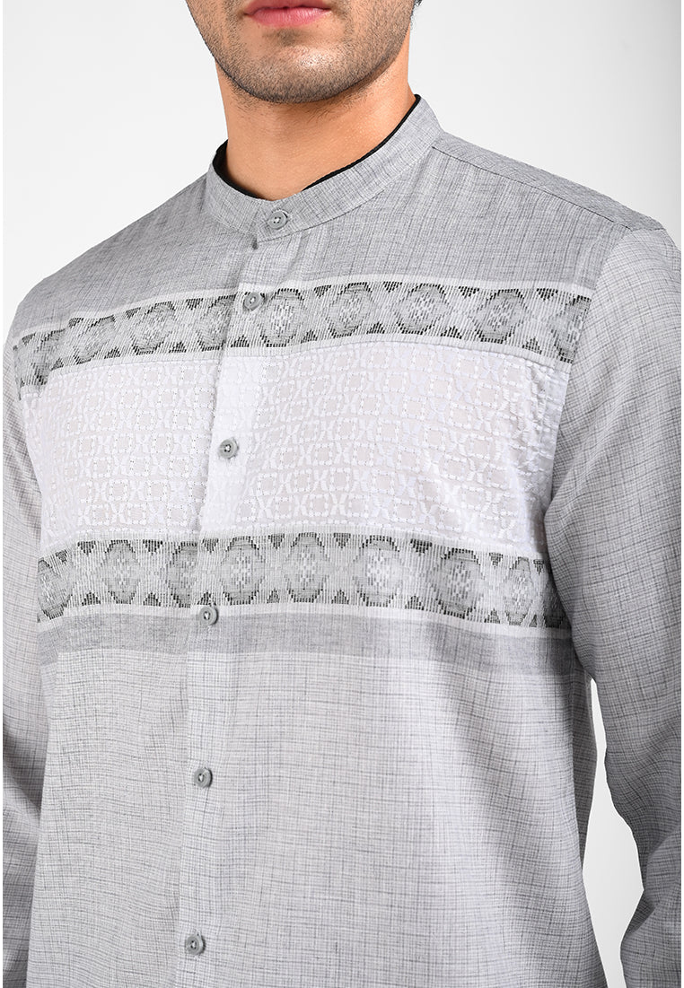 MOC Kemeja Koko Lengan Panjang Pria KOVARRO-GREY