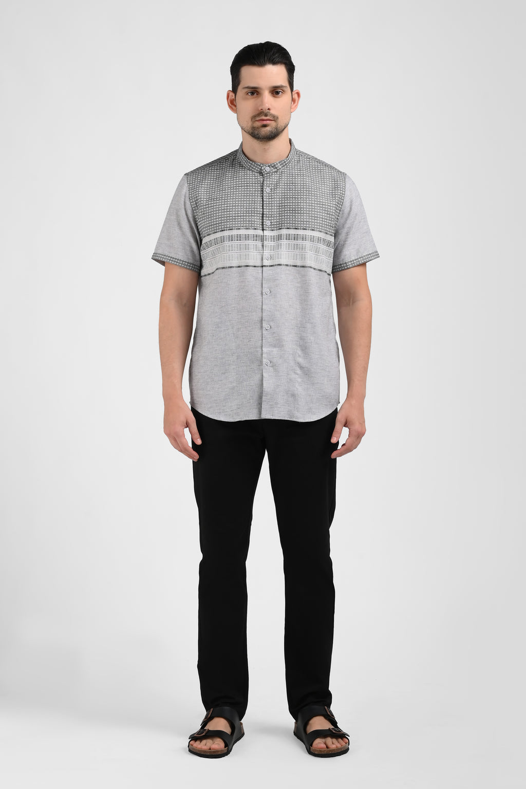 MOC Kemeja Koko Lengan Panjang Pria LUTHO-GREY