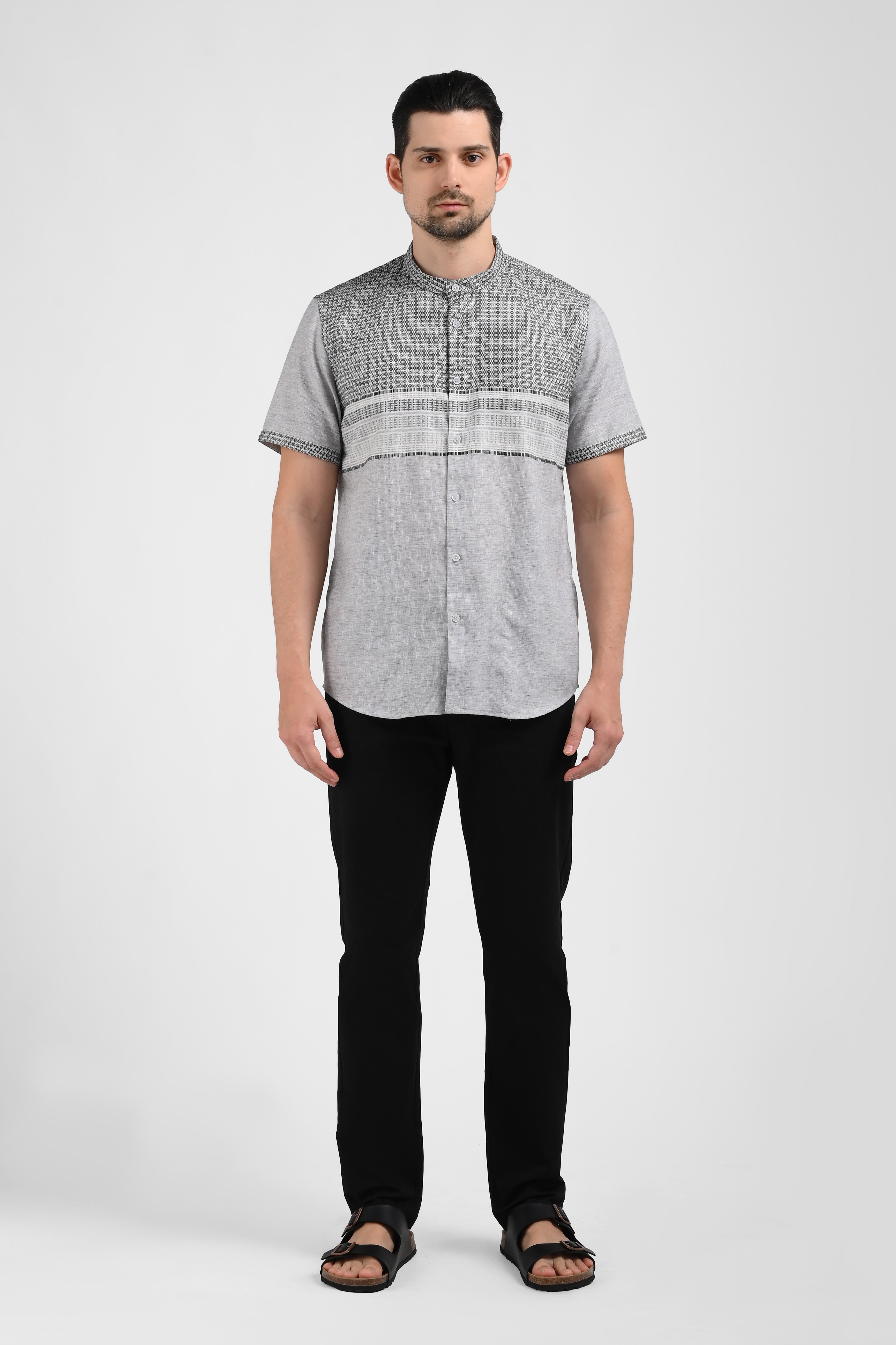 MOC Kemeja Koko Lengan Panjang Pria LUTHO-GREY
