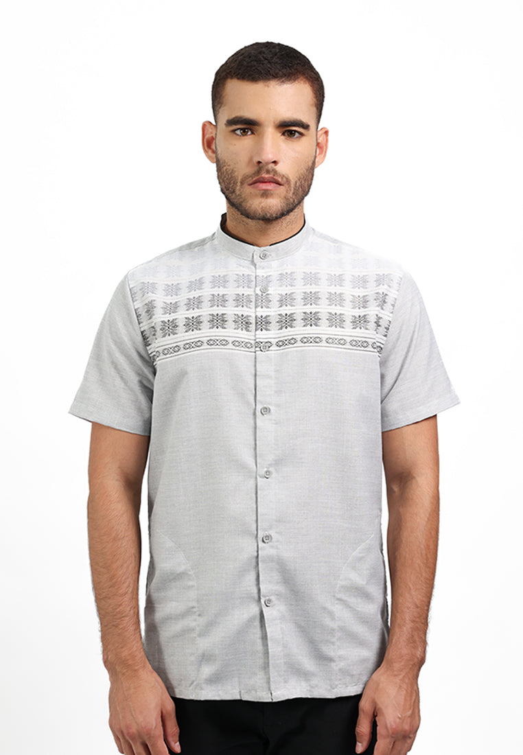MOC Kemeja Koko Lengan Pendek Pria DIMITRI - GREY