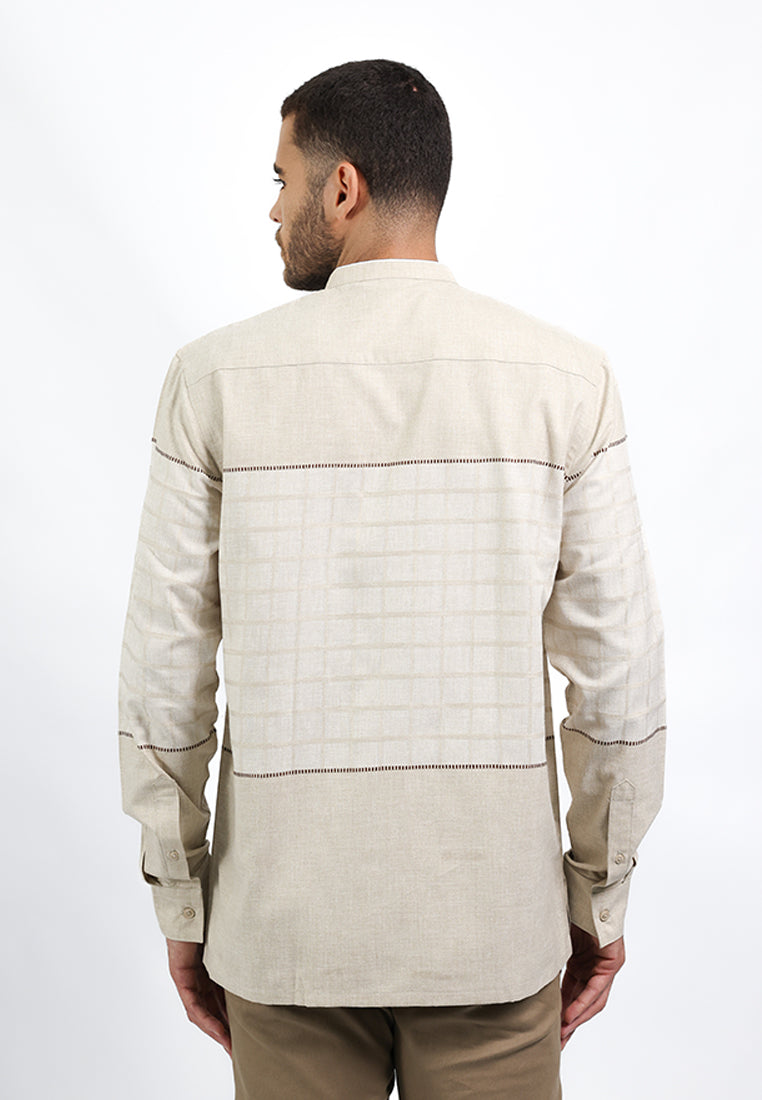 MOC Kemeja Koko Lengan Panjang Pria ALEQ - KHAKI