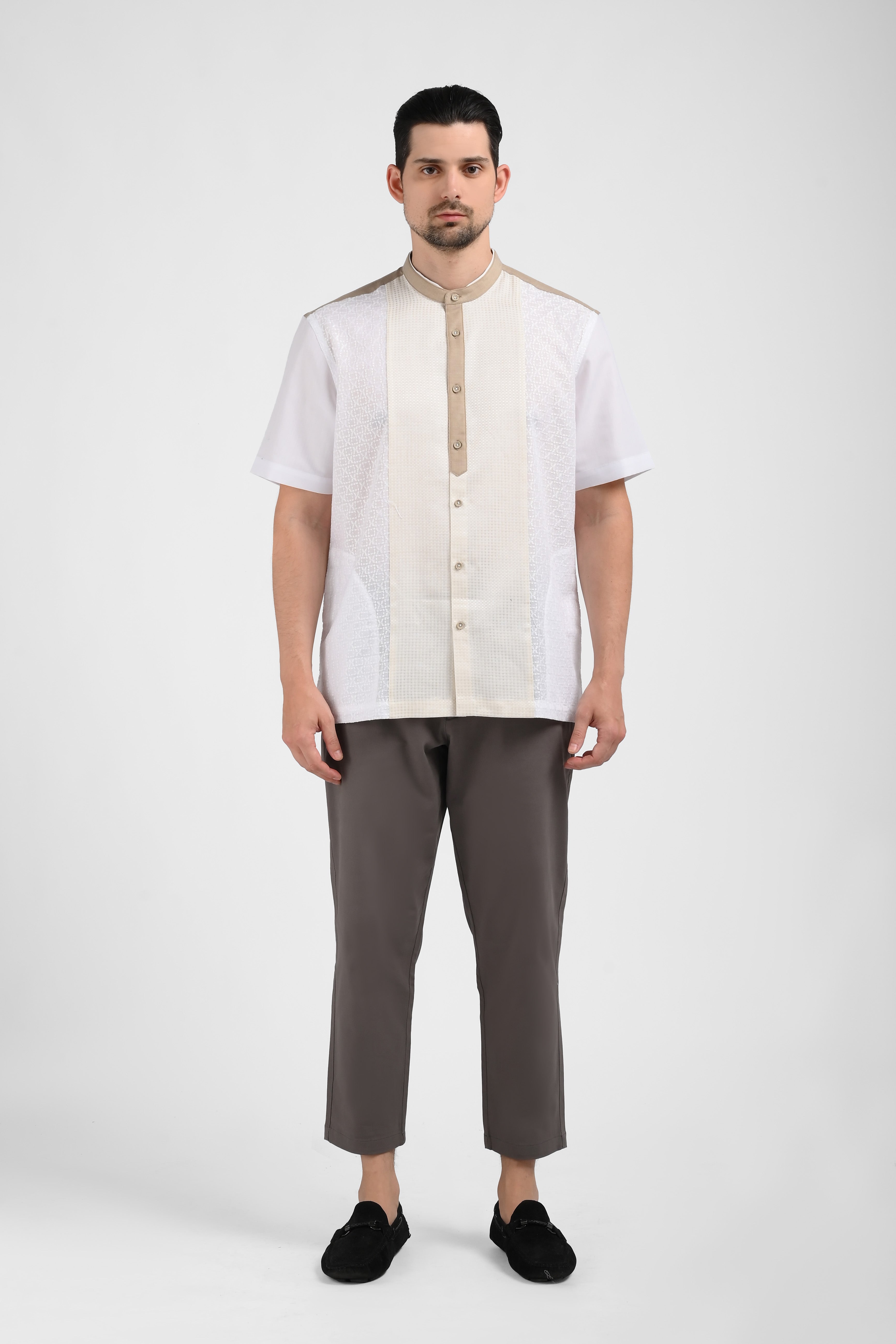 MOC Kemeja Koko Lengan Pendek Pria BARATHEON-WHITE