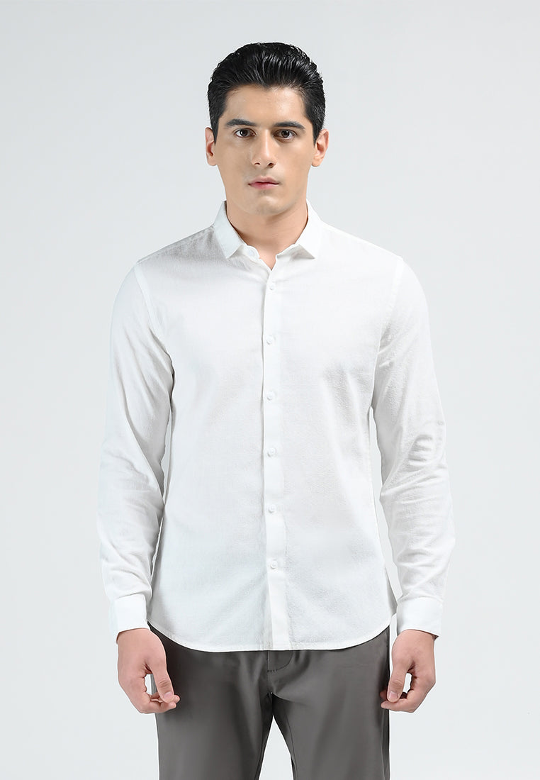 MOC Kemeja Lengan Panjang Pria NINOS-WHITE