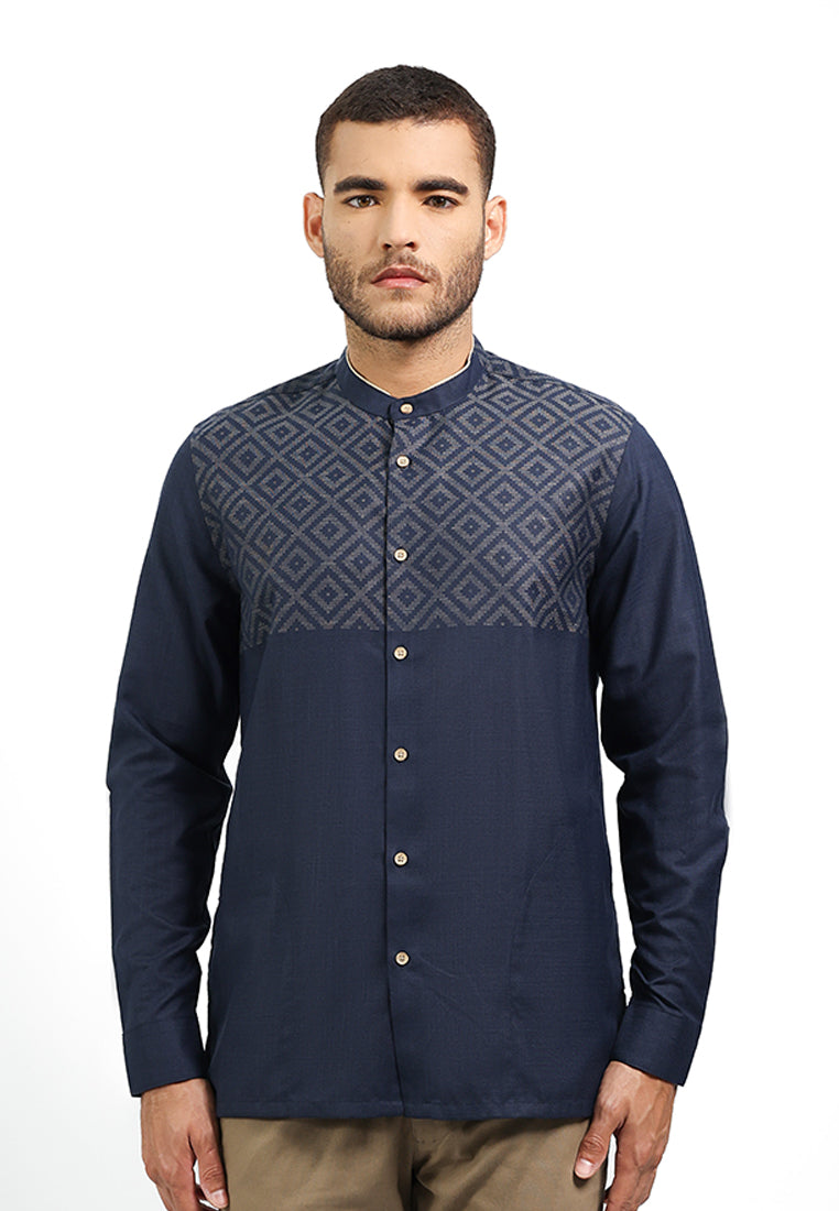 MOC Kemeja Koko Lengan Panjang Pria BAHRI-NAVY