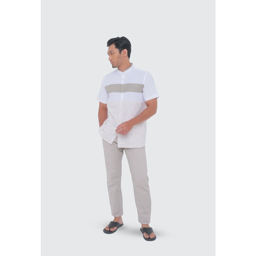MOC Kemeja Koko Lengan Pendek Pria QUERMO - KHAKI