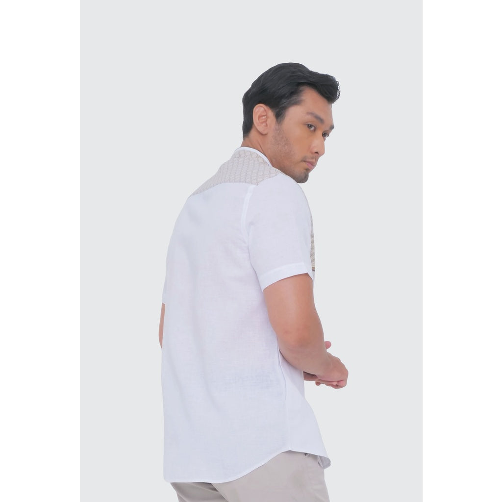 MOC Kemeja Koko Lengan Pendek Pria ABBAS - WHITE