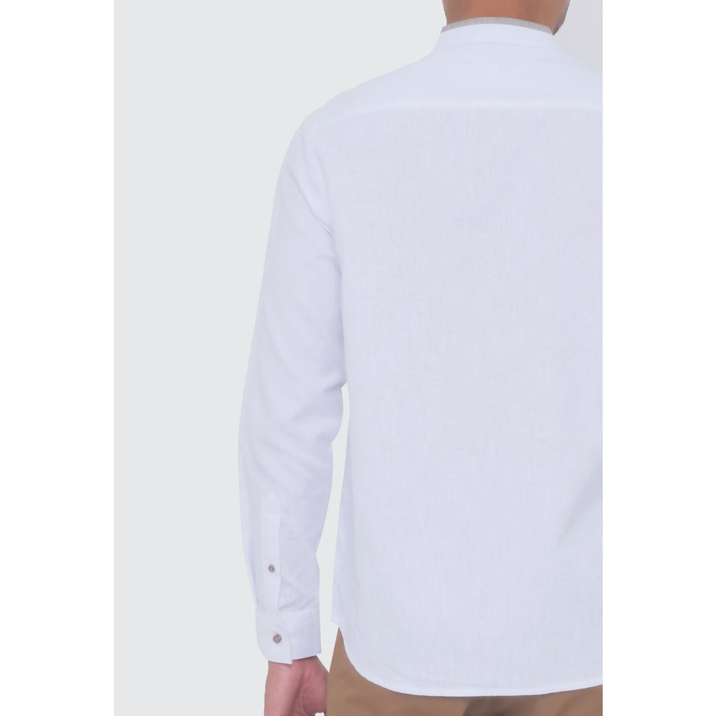 MOC Kemeja Koko Lengan Panjang Pria ALPHARO - WHITE