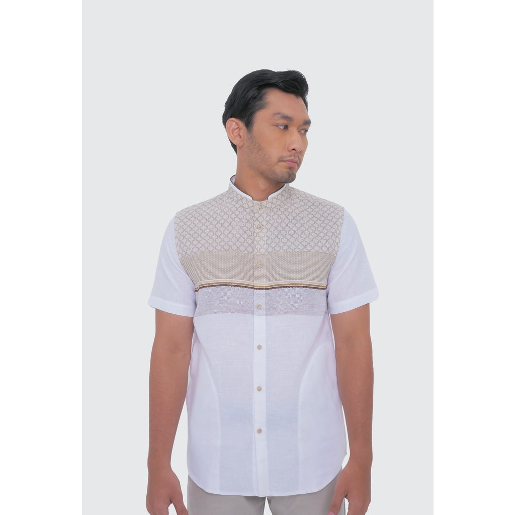 MOC Kemeja Koko Lengan Pendek Pria ABBAS - WHITE