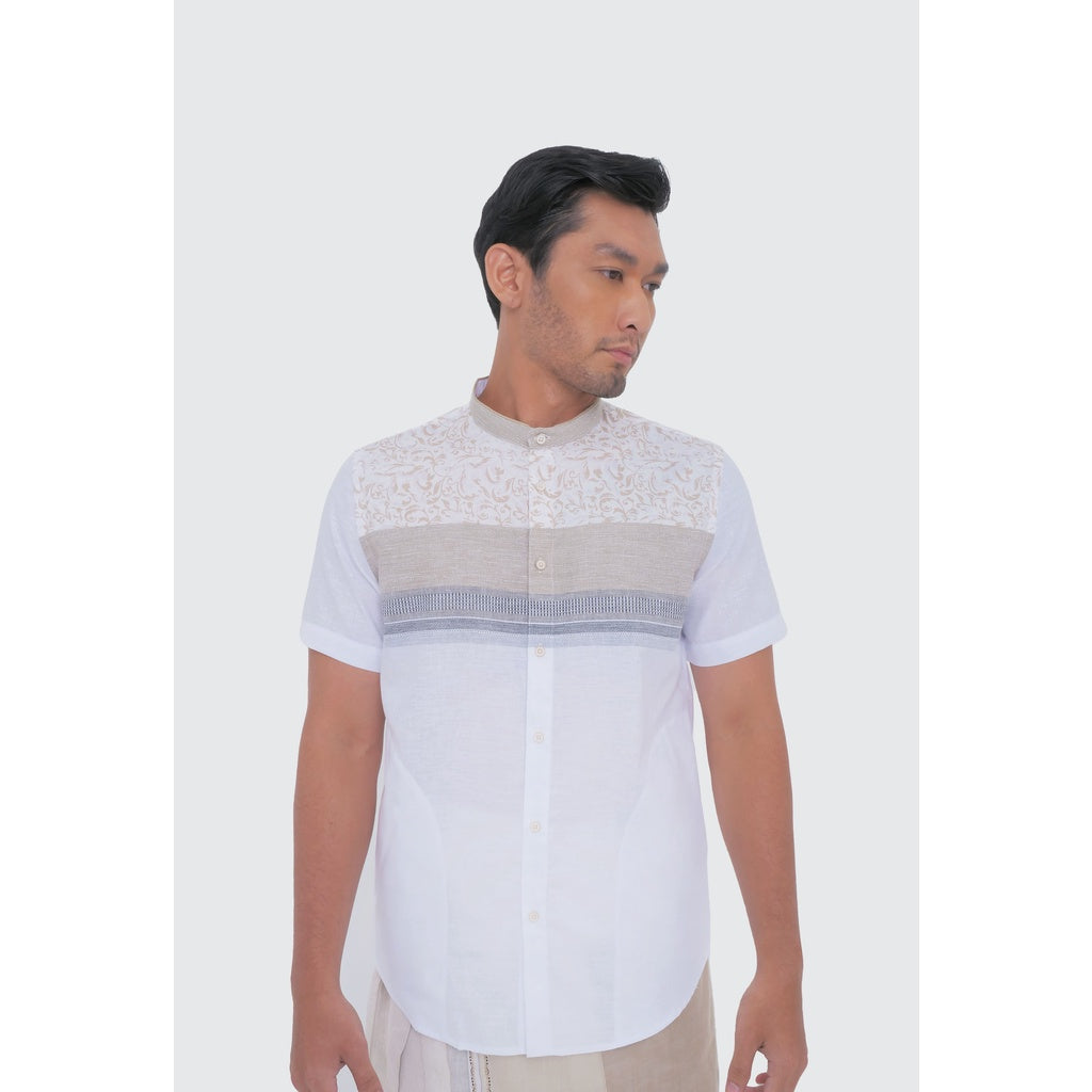 MOC Kemeja Koko Lengan Pendek Pria BASTAMAN  - WHITE