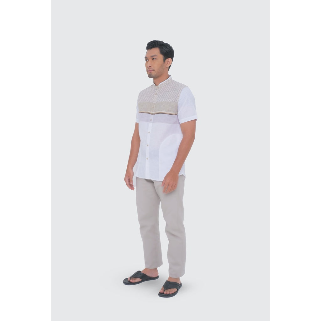 MOC Kemeja Koko Lengan Pendek Pria ABBAS - WHITE