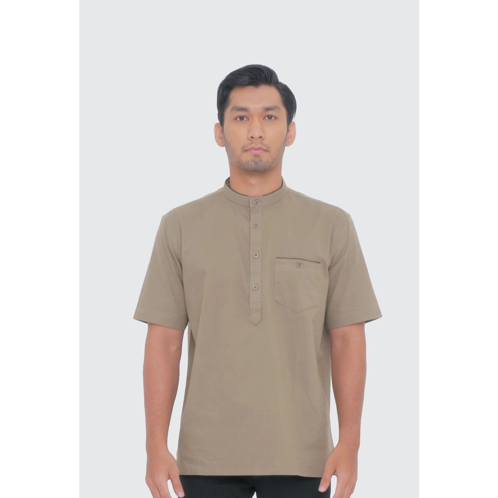 MOC Kemeja Koko Lengan Pendek Pria ABDEL - SAGE GREEN