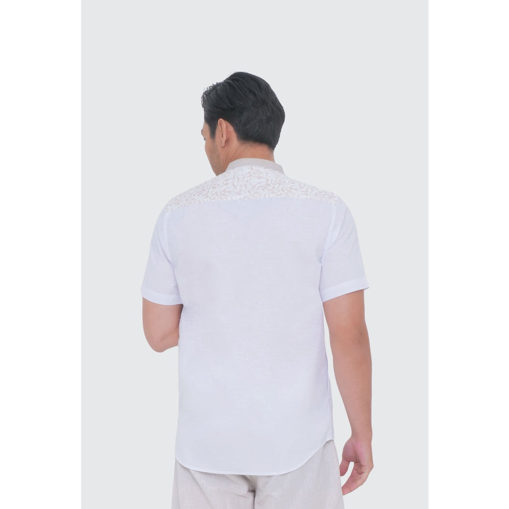 MOC Kemeja Koko Lengan Pendek Pria BASTAMAN  - WHITE