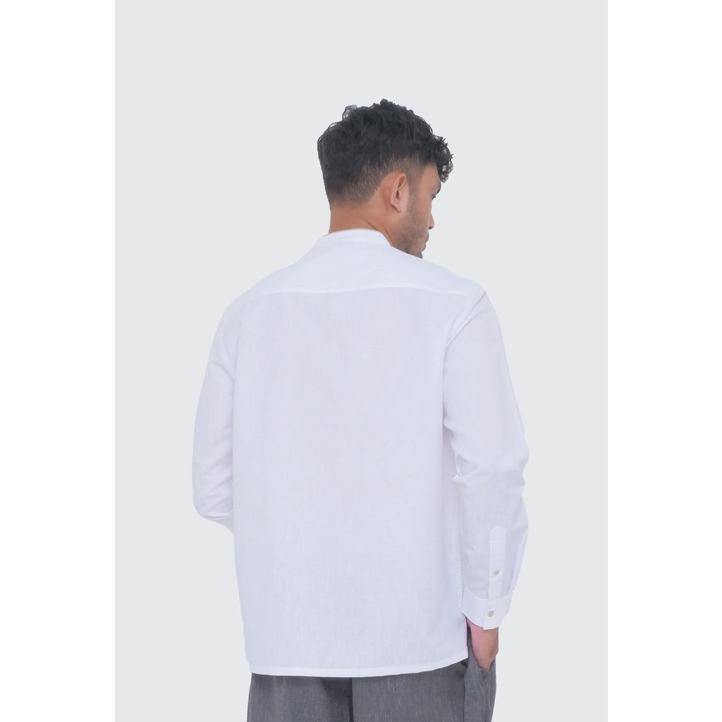 MOC Kemeja Koko Lengan Panjang Pria PRAVIL - WHITE