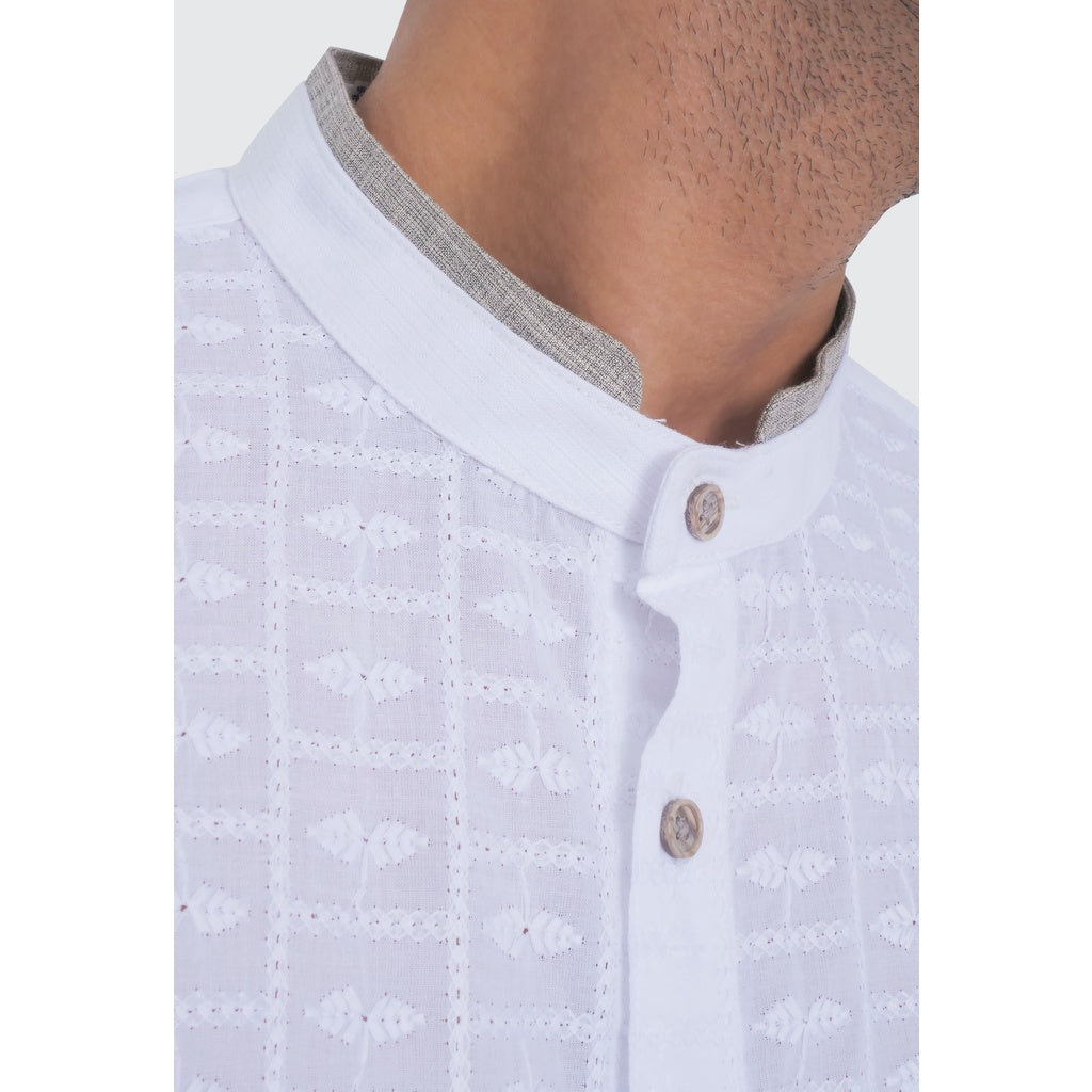 MOC Kemeja Koko Lengan Panjang Pria ALPHARO - WHITE