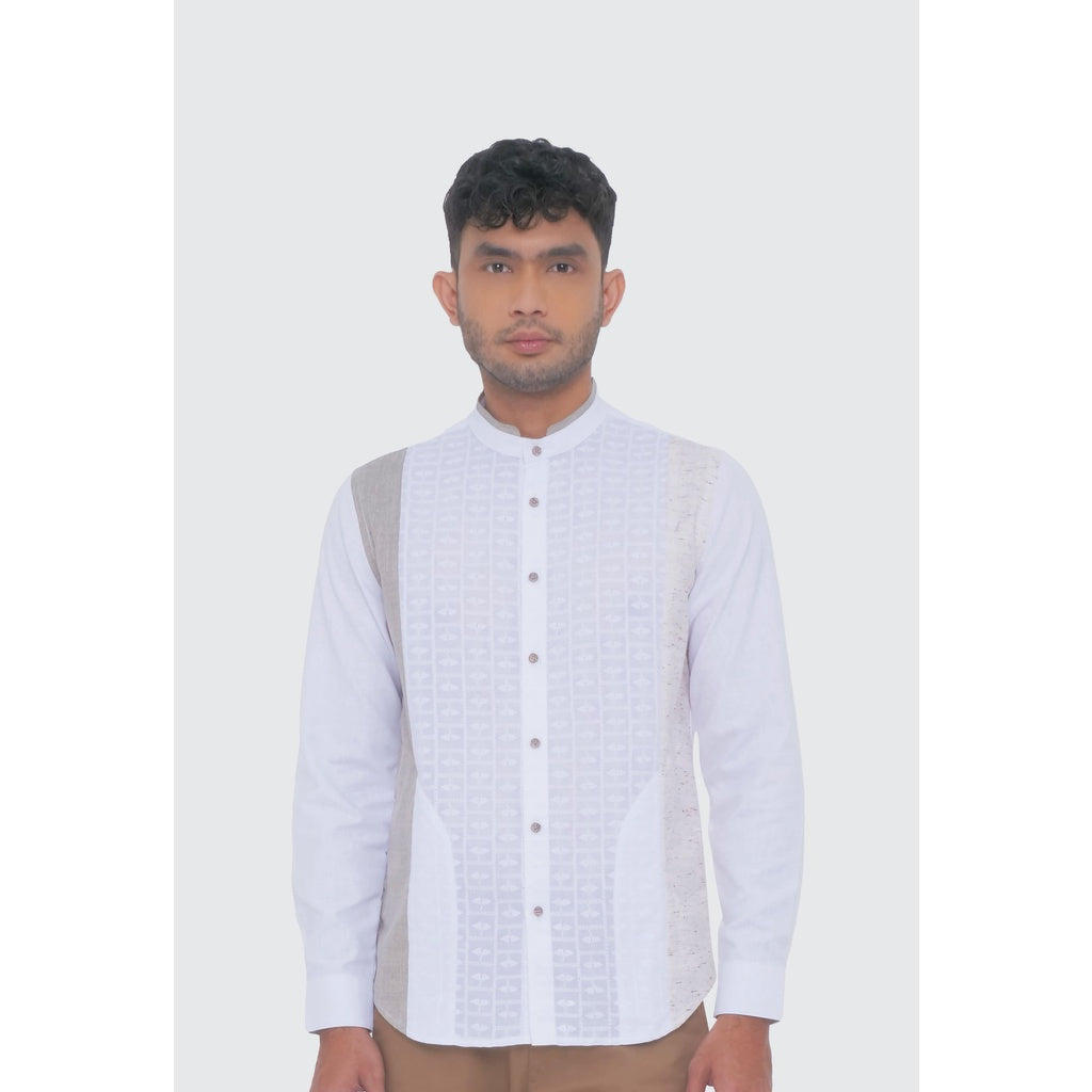 MOC Kemeja Koko Lengan Panjang Pria ALPHARO - WHITE
