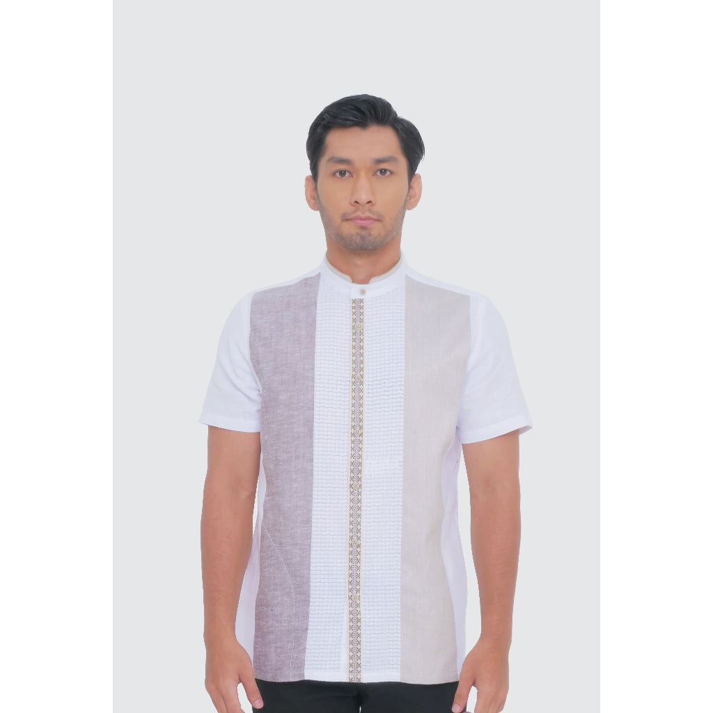 MOC Kemeja Koko Lengan Pendek Pria FARGHAN - WHITE