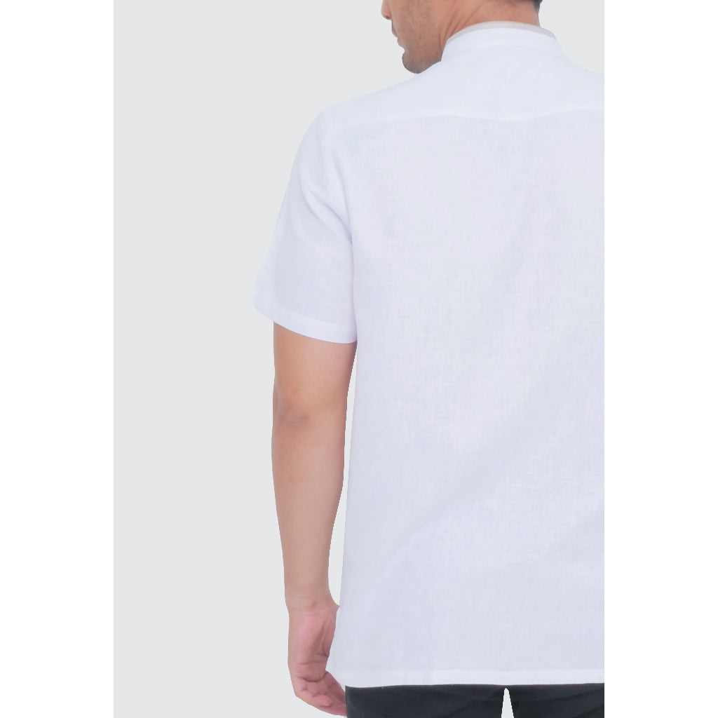 MOC Kemeja Koko Lengan Pendek Pria FARGHAN - WHITE