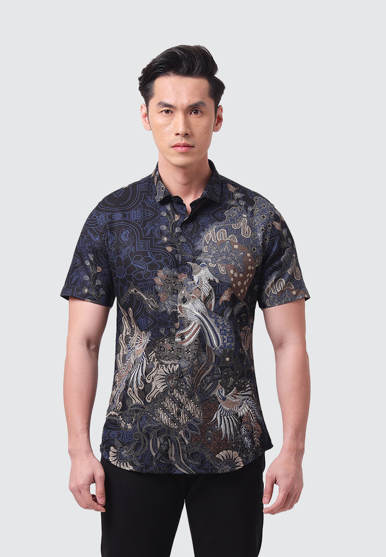 MOC Kemeja Batik Lengan Pendek Pria DHARA-NAVY