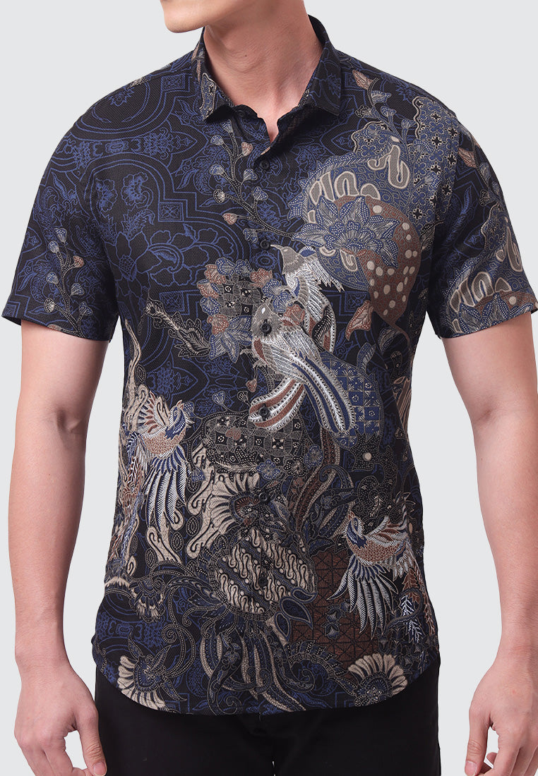 MOC Kemeja Batik Lengan Pendek Pria DHARA-NAVY
