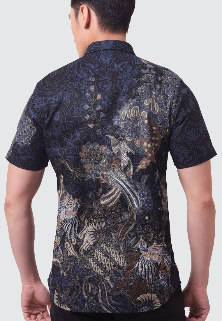 MOC Kemeja Batik Lengan Pendek Pria DHARA-NAVY
