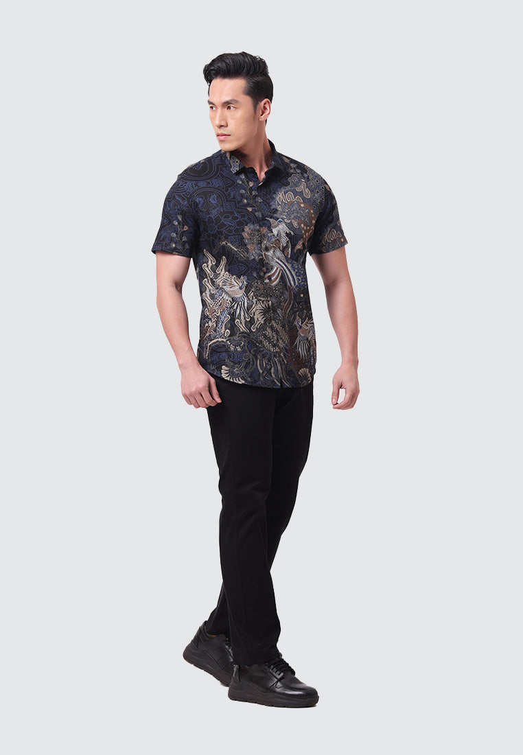 MOC Kemeja Batik Lengan Pendek Pria DHARA-NAVY