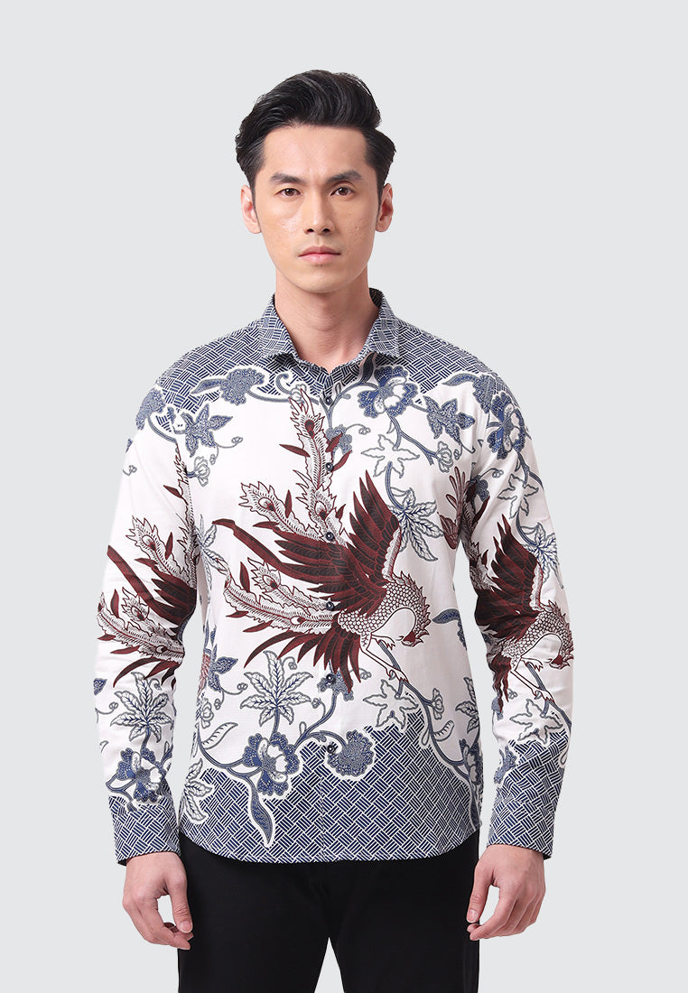 MOC Kemeja Batik Lengan Panjang Pria RAVEENA-WHITE