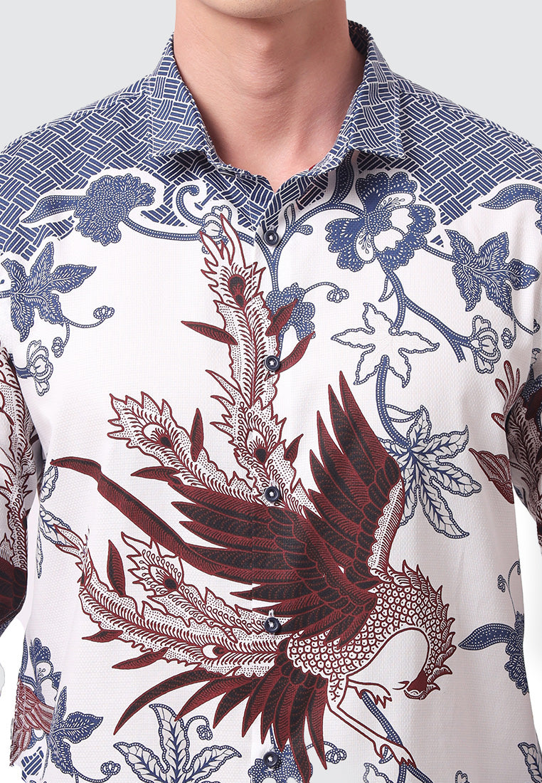 MOC Kemeja Batik Lengan Panjang Pria RAVEENA-WHITE