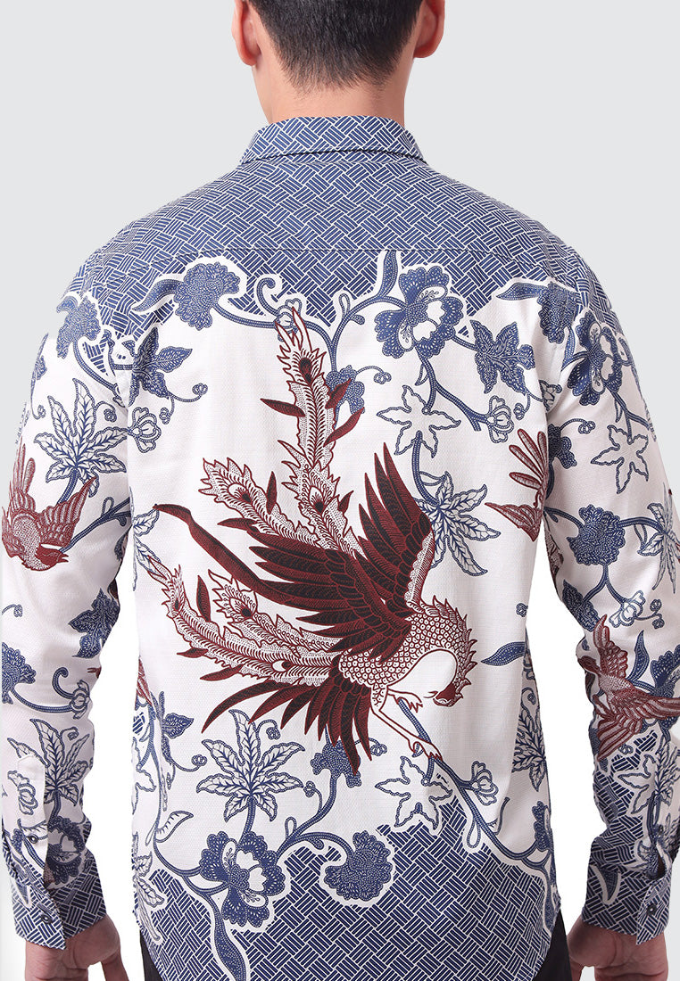 MOC Kemeja Batik Lengan Panjang Pria RAVEENA-WHITE