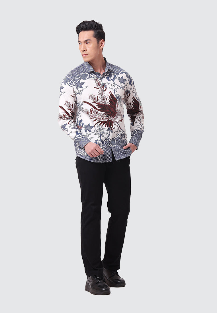 MOC Kemeja Batik Lengan Panjang Pria RAVEENA-WHITE