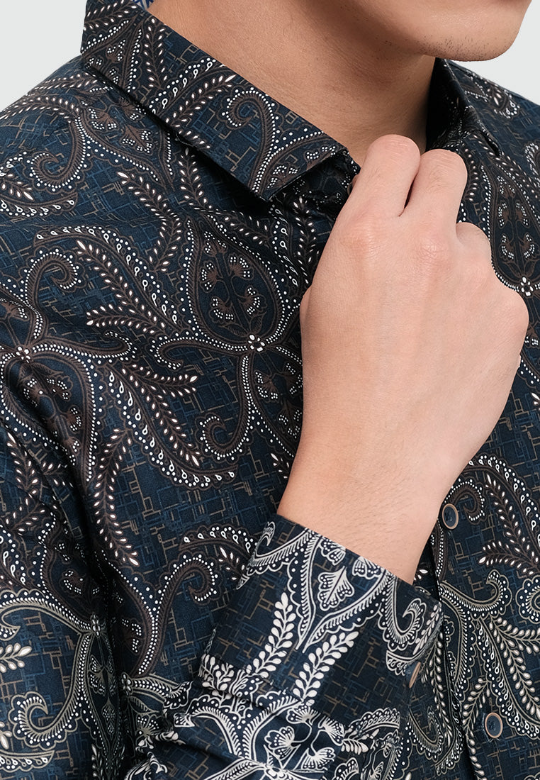 MOC Kemeja Batik Lengan Panjang Pria ARSA - NAVY