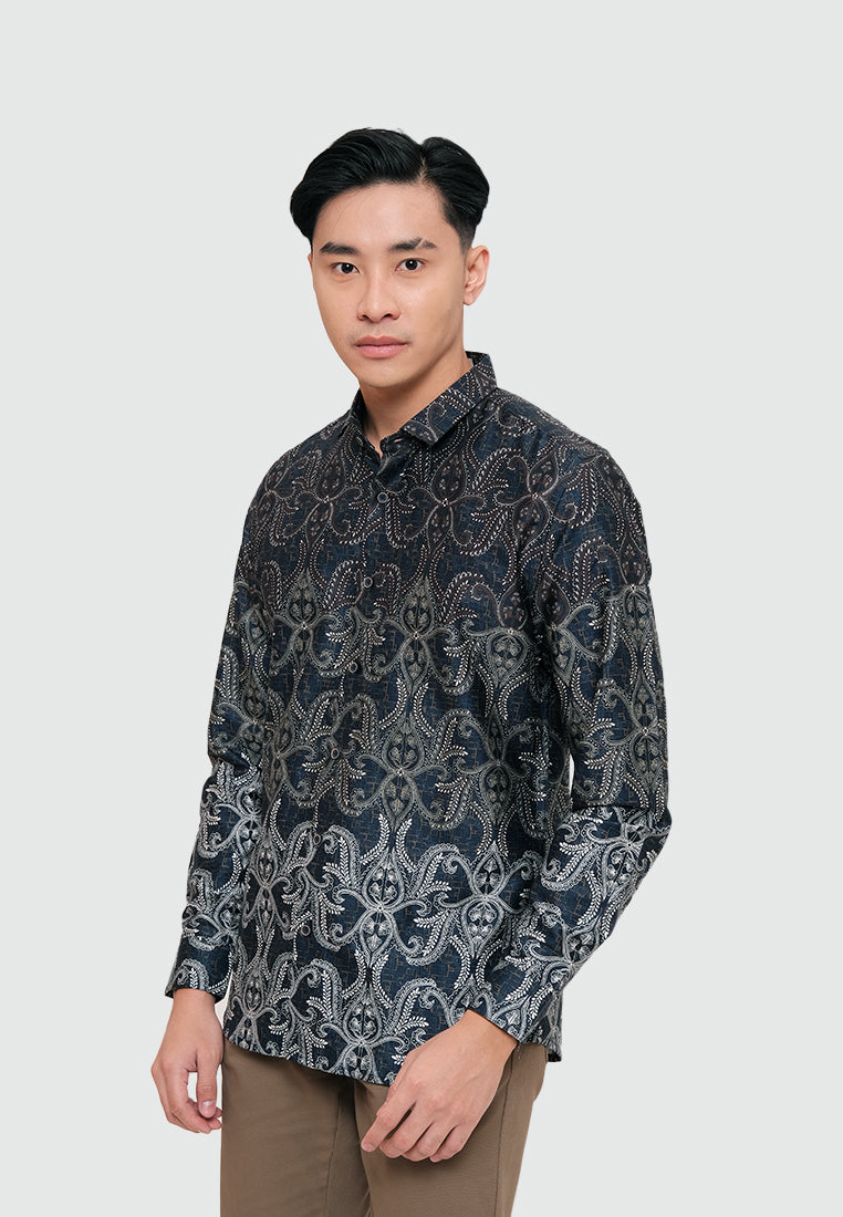MOC Kemeja Batik Lengan Panjang Pria ARSA - NAVY