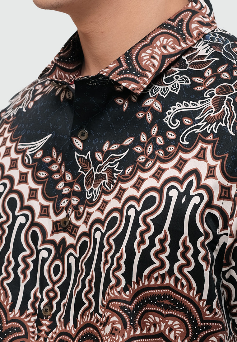 MOC Kemeja Batik Lengan Panjang Pria AURIGA - BLACK