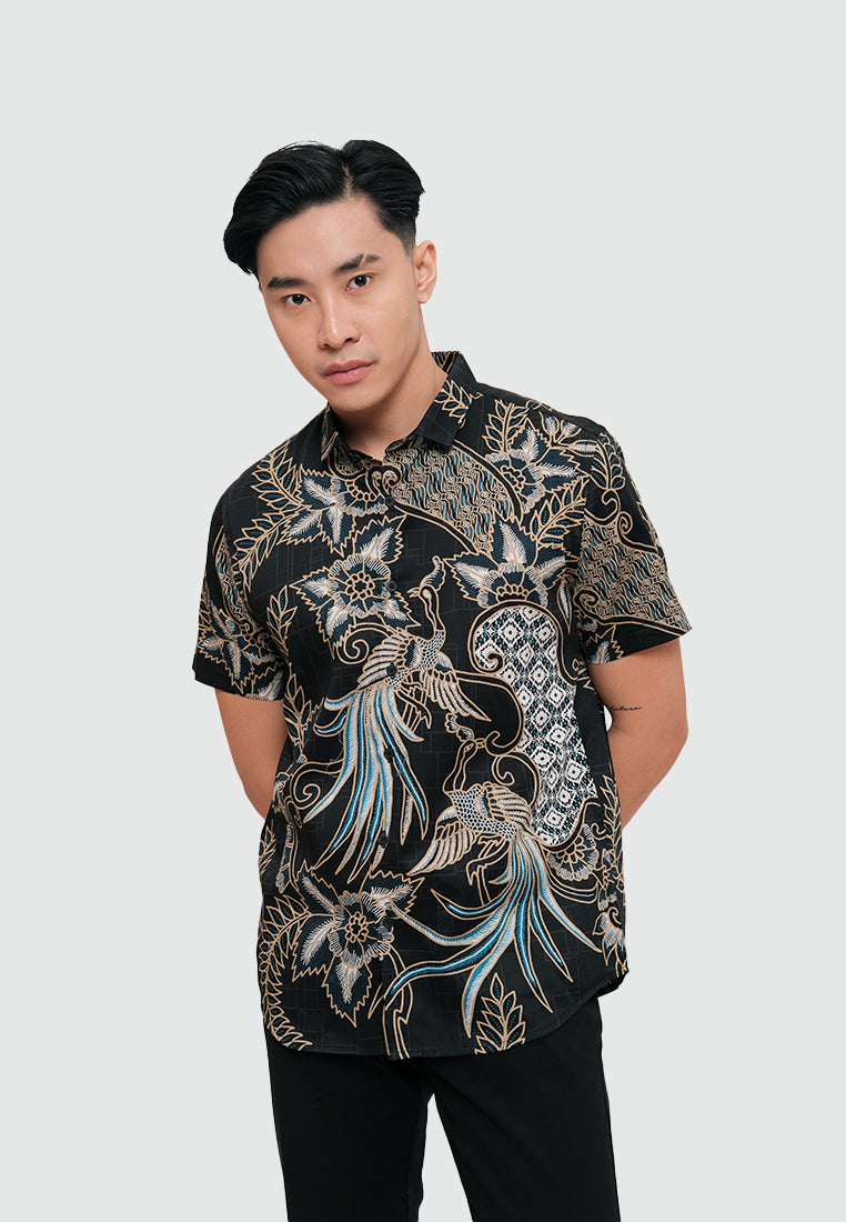 MOC Kemeja Batik Lengan Pendek Pria ARDYO - BLACK
