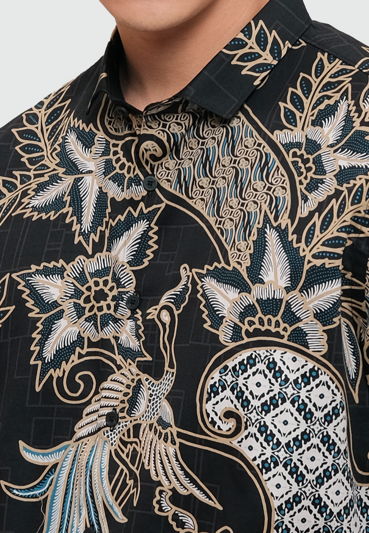 MOC Kemeja Batik Lengan Pendek Pria ARDYO - BLACK