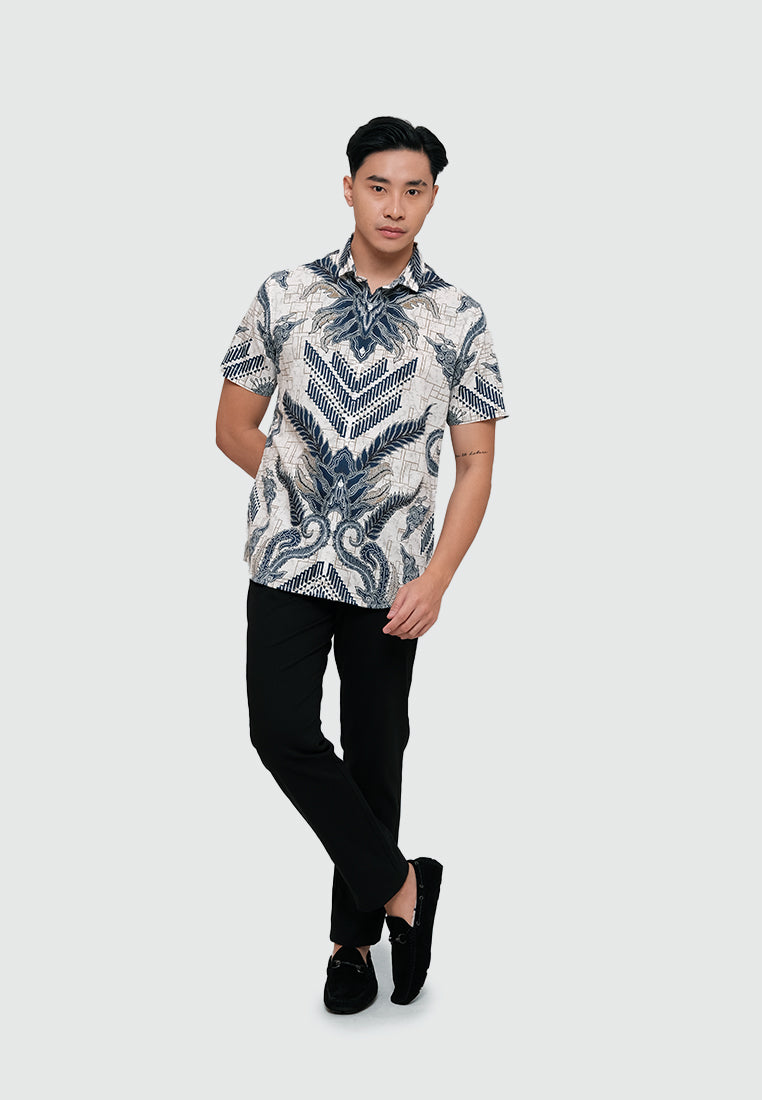 MOC Kemeja Batik Lengan Pendek Pria LUSILA-WHITE