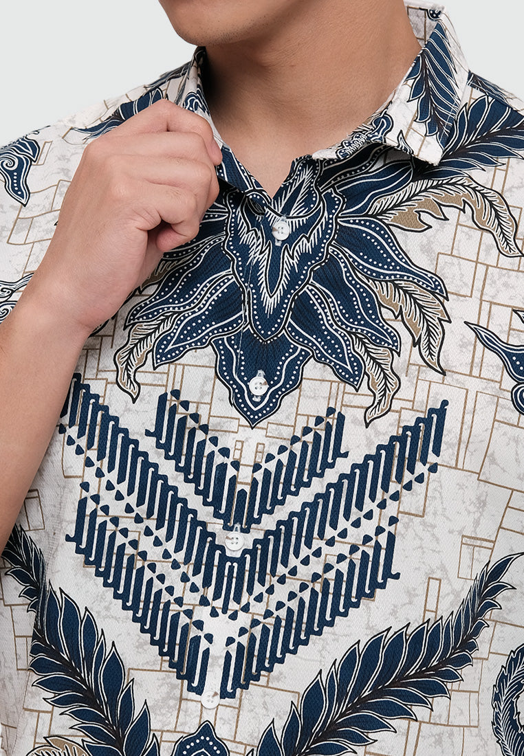 MOC Kemeja Batik Lengan Pendek Pria LUSILA-WHITE