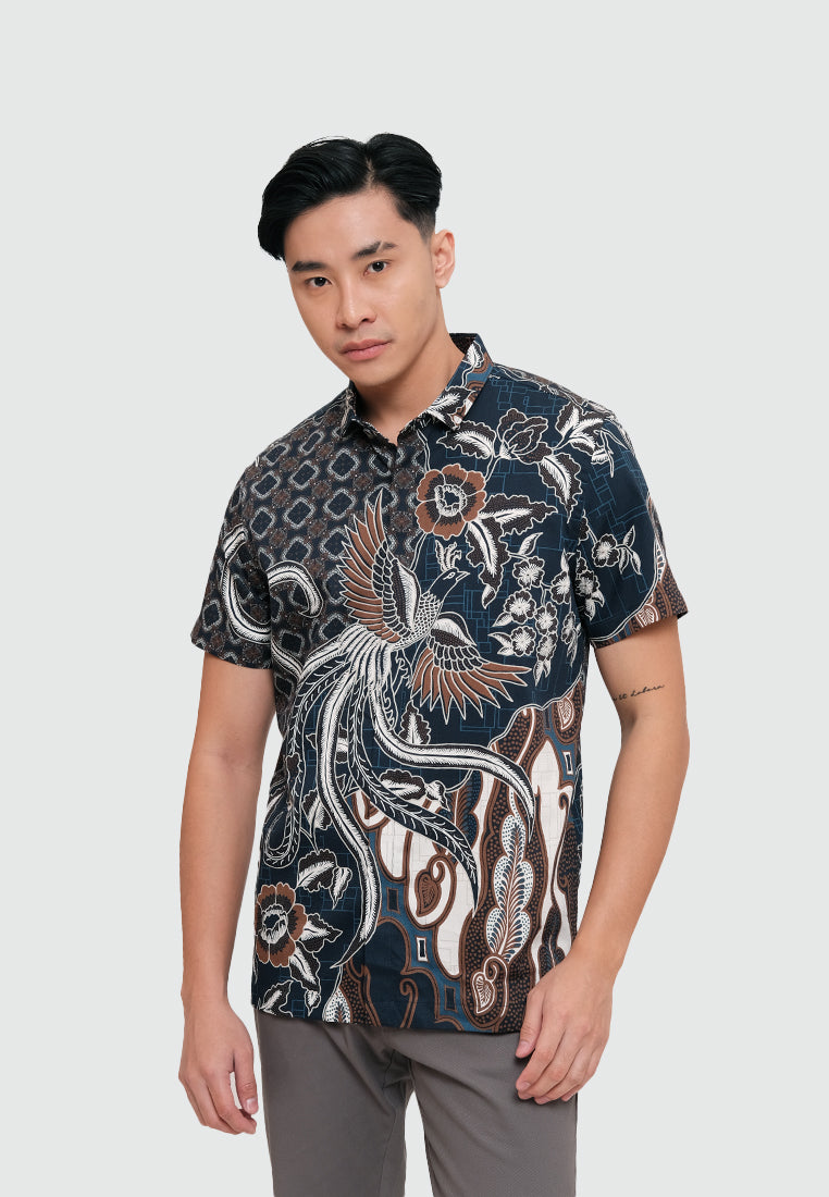 MOC Kemeja Batik Lengan Pendek Pria NAGENDRA-NAVY