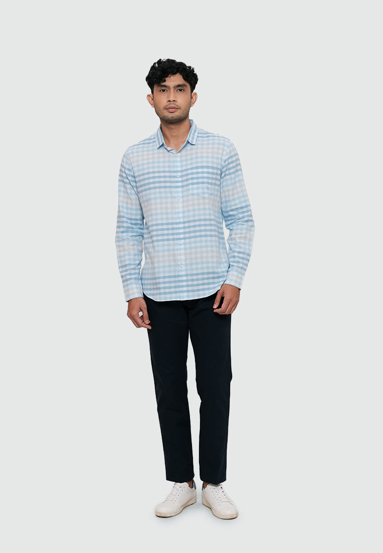 MOC Kemeja Lengan Panjang Pria QUINOS - LIGHT BLUE