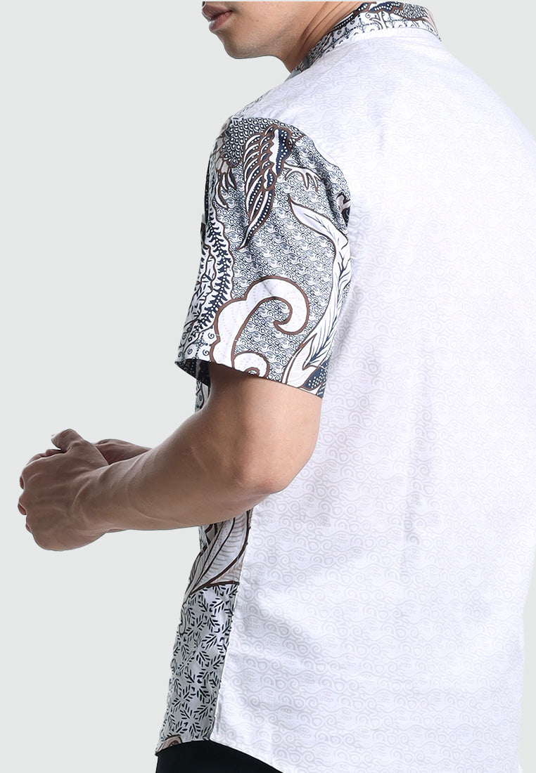 MOC Kemeja Batik Lengan Pendek Pria DIPTA-WHITE