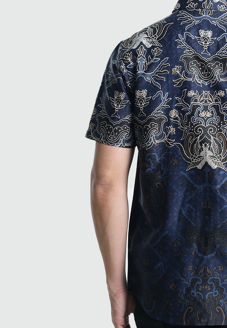 MOC Kemeja Batik Lengan Pendek Pria LAKSITA-NAVY