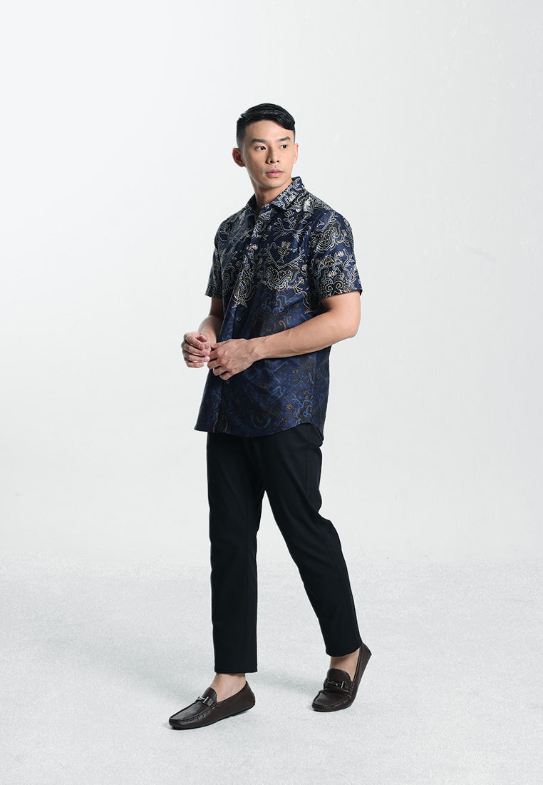 MOC Kemeja Batik Lengan Pendek Pria LAKSITA-NAVY