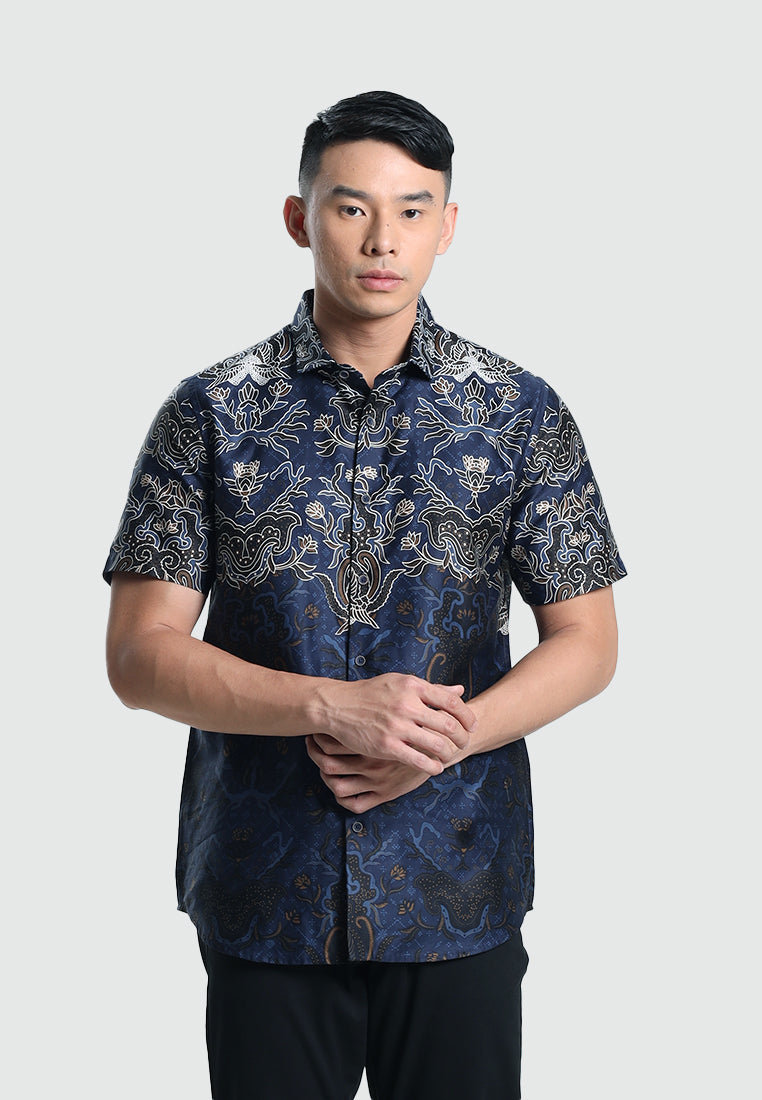 MOC Kemeja Batik Lengan Pendek Pria LAKSITA-NAVY