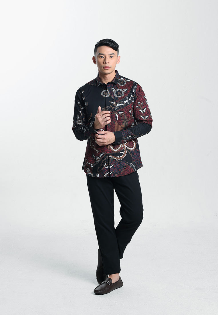 MOC Kemeja Batik Lengan Panjang Pria BAGA-BLACK